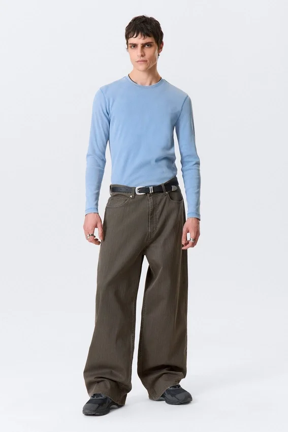 Astro Mid Rise Loose Baggy Leg Structured Trousers – Dark Brown Astro Mid Rise Loose Baggy Leg Structured Trousers – Dark Brown