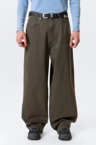 Astro Mid Rise Loose Baggy Leg Structured Trousers – Dark Brown