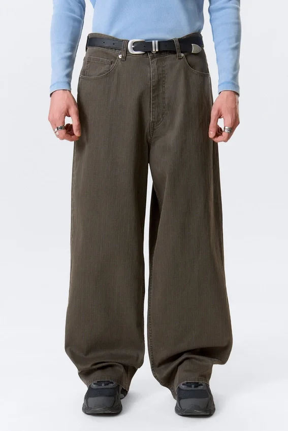 Astro Mid Rise Loose Baggy Leg Structured Trousers – Dark Brown Astro Mid Rise Loose Baggy Leg Structured Trousers – Dark Brown