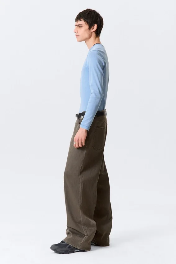 Astro Mid Rise Loose Baggy Leg Structured Trousers – Dark Brown Astro Mid Rise Loose Baggy Leg Structured Trousers – Dark Brown