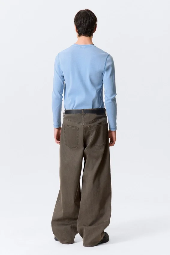 Astro Mid Rise Loose Baggy Leg Structured Trousers – Dark Brown Astro Mid Rise Loose Baggy Leg Structured Trousers – Dark Brown