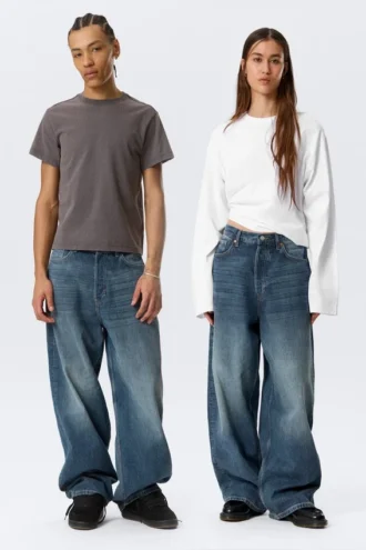 Astro Mid Rise Loose Baggy Unisex Jeans – Blue Hymn – Medium Blue Astro Mid Rise Loose Baggy Unisex Jeans – Blue Hymn – Medium Blue
