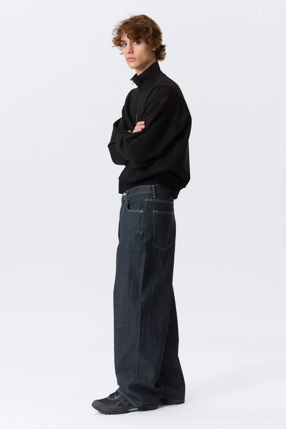 Astro Mid Rise Loose Baggy Unisex Jeans – Blue Rinse – Dark Blue Astro Mid Rise Loose Baggy Unisex Jeans – Blue Rinse – Dark Blue