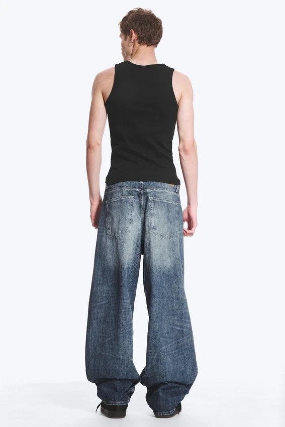 Astro Mid Rise Loose Baggy Unisex Jeans – Board Blue – Medium Blue Astro Mid Rise Loose Baggy Unisex Jeans – Board Blue – Medium Blue
