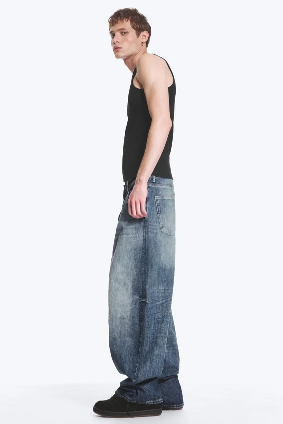 Astro Mid Rise Loose Baggy Unisex Jeans – Board Blue – Medium Blue Astro Mid Rise Loose Baggy Unisex Jeans – Board Blue – Medium Blue