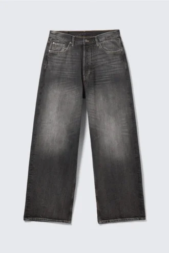 Astro Mid Rise Loose Baggy Unisex Jeans – Dusky Black – Black