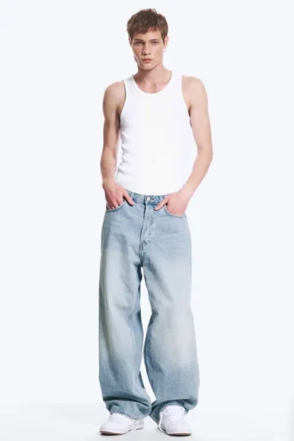 Astro Mid Rise Loose Baggy Unisex Jeans – Kimberley Blue – Light Blue