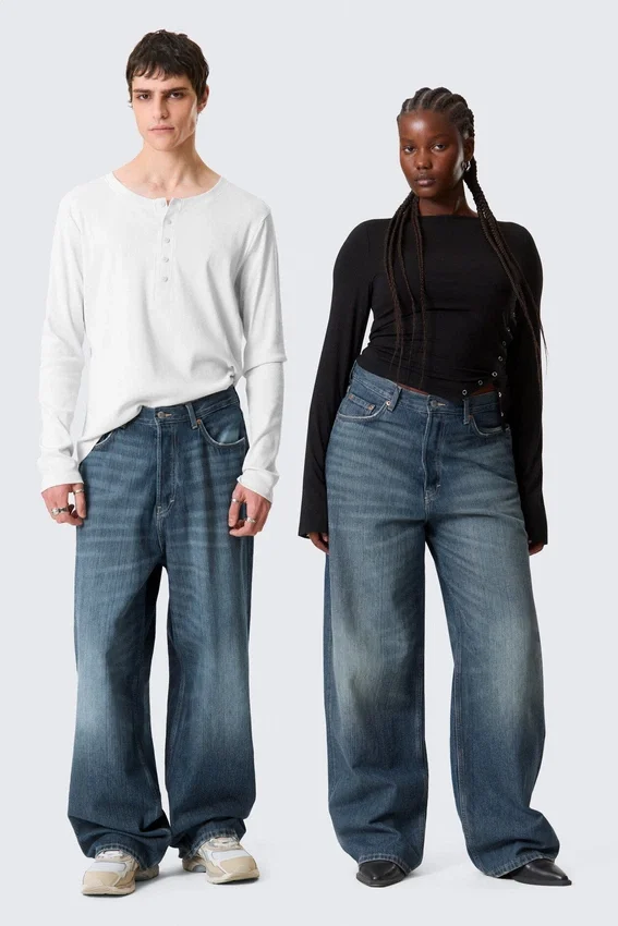 Astro Mid Rise Loose Baggy Unisex Jeans – Mine Blue – Medium Blue Astro Mid Rise Loose Baggy Unisex Jeans – Mine Blue – Medium Blue