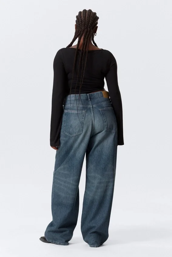 Astro Mid Rise Loose Baggy Unisex Jeans – Mine Blue – Medium Blue Astro Mid Rise Loose Baggy Unisex Jeans – Mine Blue – Medium Blue