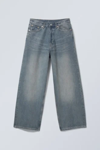 Astro Mid Rise Loose Baggy Unisex Jeans – Trove Blue – Medium Blue
