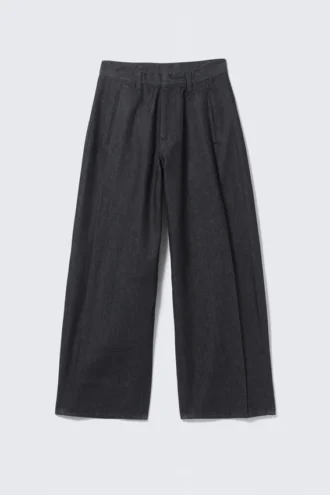Astro Pleated Baggy Denim Trousers – Raw Indigo – Dark Blue