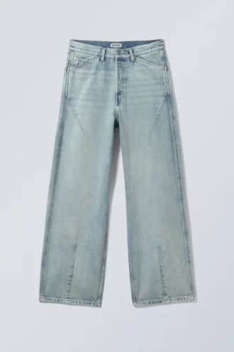 Astro Shape Loose Baggy Jeans – Brick Blue – Light Blue