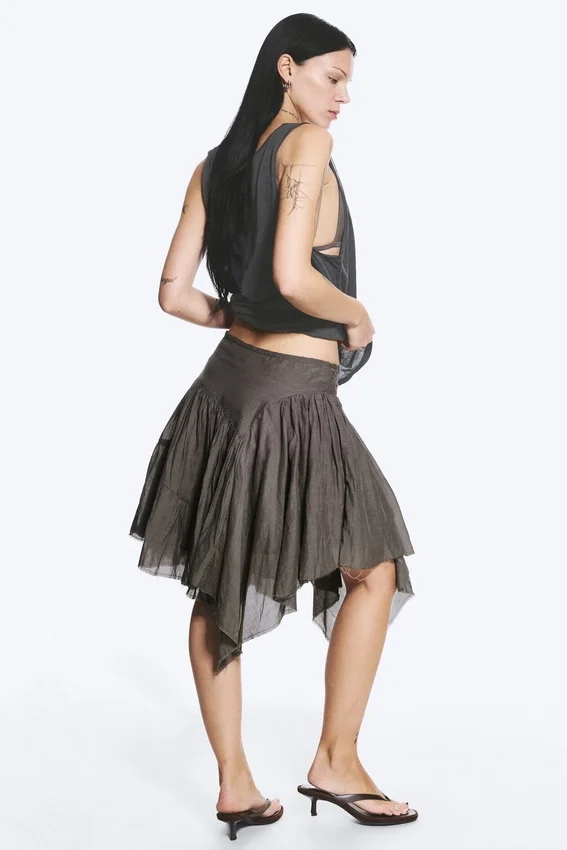 Asymmetric Cotton Midi Skirt – Dark Mole Asymmetric Cotton Midi Skirt – Dark Mole