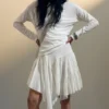 Asymmetric Cotton Midi Skirt – Dusty White Asymmetric Cotton Midi Skirt – Dusty White