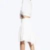 Asymmetric Cotton Midi Skirt – Dusty White Asymmetric Cotton Midi Skirt – Dusty White