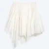 Asymmetric Cotton Midi Skirt – Dusty White Asymmetric Cotton Midi Skirt – Dusty White
