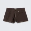 Asymmetric Cotton Twill Wrap Skort – Dark Brown Asymmetric Cotton Twill Wrap Skort – Dark Brown