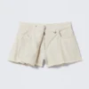 Asymmetric Cotton Twill Wrap Skort – White Asymmetric Cotton Twill Wrap Skort – White