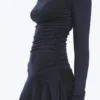 Asymmetric Draped Mini Dress – Dark Blue Asymmetric Draped Mini Dress – Dark Blue