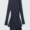 Asymmetric Draped Mini Dress – Dark Blue Asymmetric Draped Mini Dress – Dark Blue