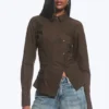 Asymmetric Fitted Poplin Shirt – Dark Brown Asymmetric Fitted Poplin Shirt – Dark Brown