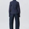 Asymmetric Fitted Poplin Shirt – Striped Dark Blue Asymmetric Fitted Poplin Shirt – Striped Dark Blue