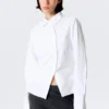 Asymmetric Fitted Poplin Shirt – White Asymmetric Fitted Poplin Shirt – White