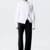 Asymmetric Fitted Poplin Shirt – White Asymmetric Fitted Poplin Shirt – White