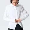 Asymmetric Fitted Poplin Shirt – White Asymmetric Fitted Poplin Shirt – White