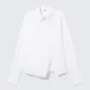 Asymmetric Fitted Poplin Shirt – White Asymmetric Fitted Poplin Shirt – White