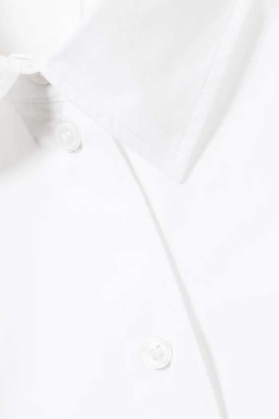 Asymmetric Fitted Poplin Shirt – White Asymmetric Fitted Poplin Shirt – White