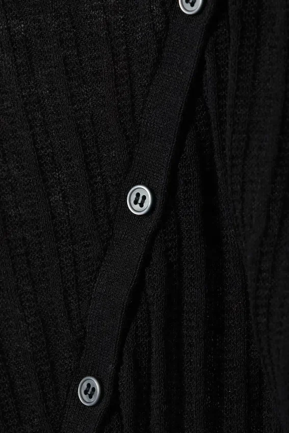 Asymmetric Linen Blend Cardigan – Black Asymmetric Linen Blend Cardigan – Black