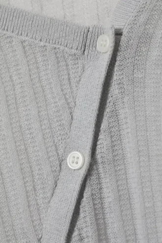 Asymmetric Linen Blend Cardigan – Light Grey