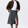 Asymmetric Linen-Blend Suiting Skirt – Dark Grey Asymmetric Linen-Blend Suiting Skirt – Dark Grey
