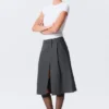 Asymmetric Linen-Blend Suiting Skirt – Dark Grey Asymmetric Linen-Blend Suiting Skirt – Dark Grey