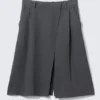 Asymmetric Linen-Blend Suiting Skirt – Dark Grey Asymmetric Linen-Blend Suiting Skirt – Dark Grey