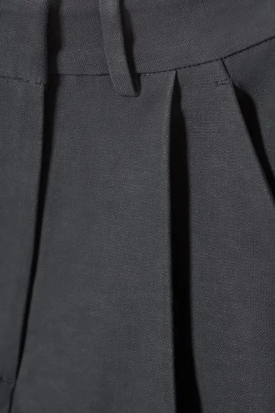Asymmetric Linen-Blend Suiting Skirt – Dark Grey Asymmetric Linen-Blend Suiting Skirt – Dark Grey