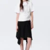Asymmetric Mid Rise Wrap Midi Skirt – Black Asymmetric Mid Rise Wrap Midi Skirt – Black