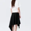 Asymmetric Mid Rise Wrap Midi Skirt – Black Asymmetric Mid Rise Wrap Midi Skirt – Black