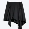 Asymmetric Mid Rise Wrap Midi Skirt – Black Asymmetric Mid Rise Wrap Midi Skirt – Black