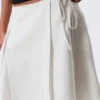 Asymmetric Mid Rise Wrap Midi Skirt – Light Beige Asymmetric Mid Rise Wrap Midi Skirt – Light Beige
