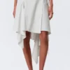 Asymmetric Mid Rise Wrap Midi Skirt – Light Beige Asymmetric Mid Rise Wrap Midi Skirt – Light Beige