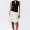 Asymmetric Mid Rise Wrap Midi Skirt – Light Beige Asymmetric Mid Rise Wrap Midi Skirt – Light Beige