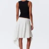 Asymmetric Mid Rise Wrap Midi Skirt – Light Beige Asymmetric Mid Rise Wrap Midi Skirt – Light Beige