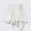 Asymmetric Mid Rise Wrap Midi Skirt – Light Beige Asymmetric Mid Rise Wrap Midi Skirt – Light Beige