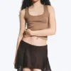 Asymmetric Mini Skirt – Dark Brown Asymmetric Mini Skirt – Dark Brown