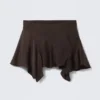 Asymmetric Mini Skirt – Dark Brown Asymmetric Mini Skirt – Dark Brown