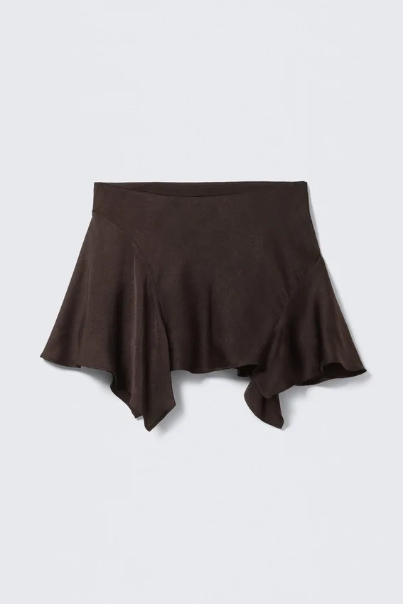 Asymmetric Mini Skirt – Dark Brown Asymmetric Mini Skirt – Dark Brown