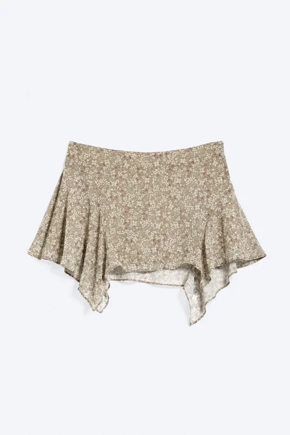 Asymmetric Mini Skirt – Light Dusty Khaki Green Asymmetric Mini Skirt – Light Dusty Khaki Green