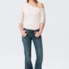 Asymmetric Off-Shoulder Three-Quarter Sleeve Top – White